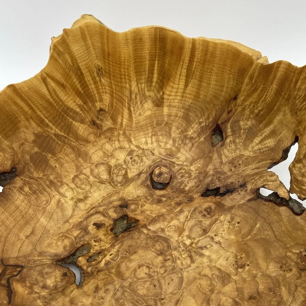 Maple Burl Wood Turned Natural Live Edge Bowl, Artist Signed V Leibrant 0152 Lg